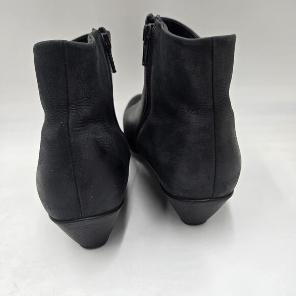 Ecco Women's Size 38 US 7.5 Double Zip Ankle Bootie Black Leather Comfort - Picture 4 of 7